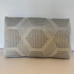 Grey and White Embroidered Pillow